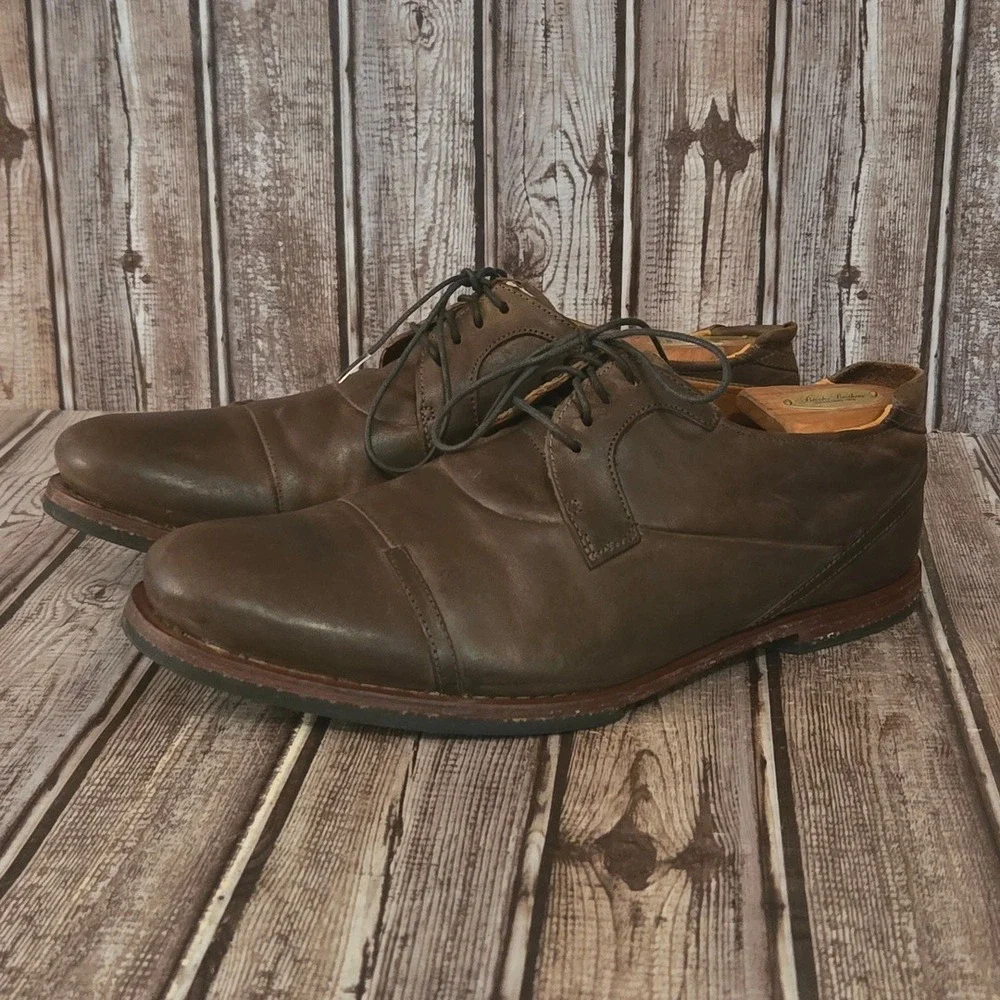 Sz 9 Mens Timberland Wodehouse Lost History Brown Leather Cap Toe Oxford Shoes
